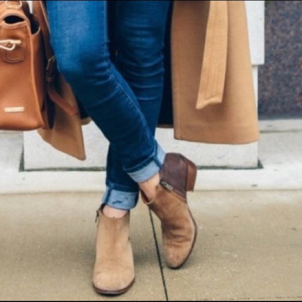 Madewell The Cait Brown Suede Leather Side Zip Ankle Booties Size 8.5